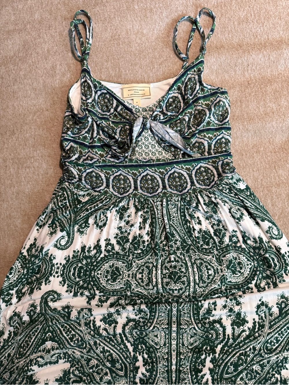 Moulinette Soeurs Anthropologie Green Paisley Maxi Dress Size M - Picture 2 of 12
